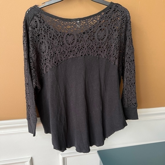 We The Free Free People Gold State Vintage Knit Top Size Medium Crochet Grunge - Picture 4 of 8